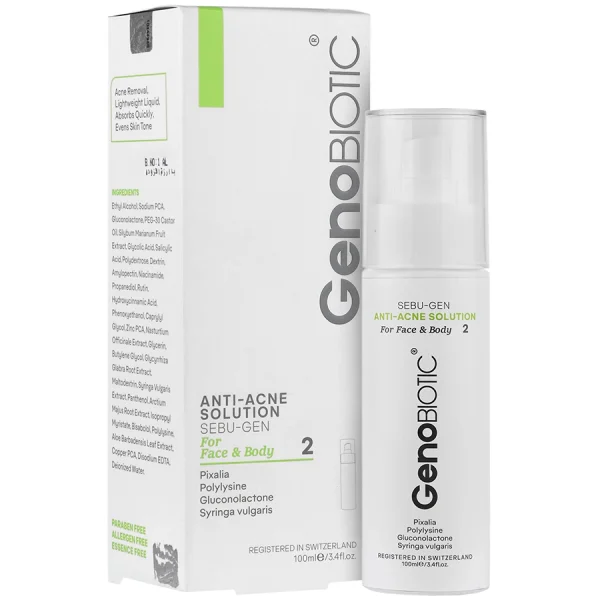 محلول ضد آکنه صورت و بدن سبوژن 2 ژنوبایوتیک